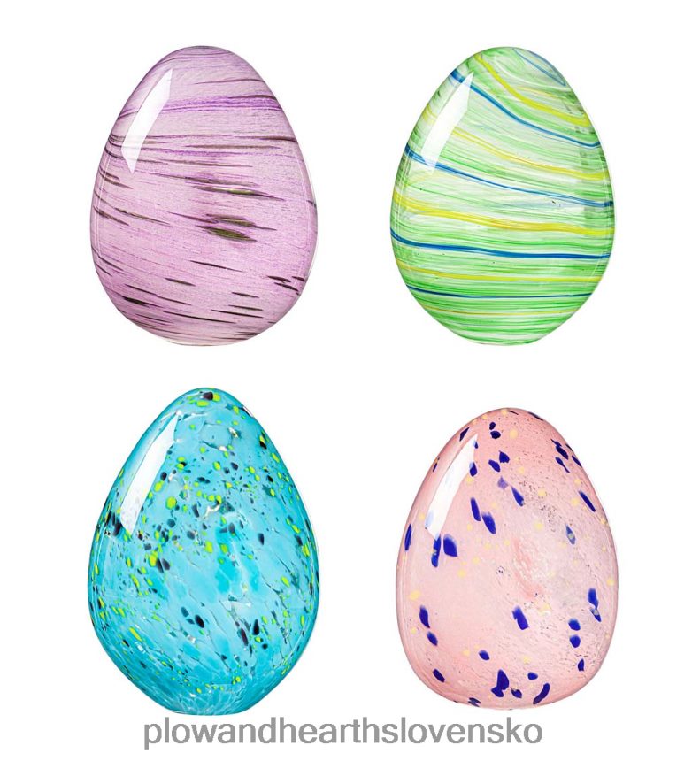 Plow & Hearth farebné sklenené veľkonočné vajíčka, sada 4 kusov 6P208P2402 domáce potreby