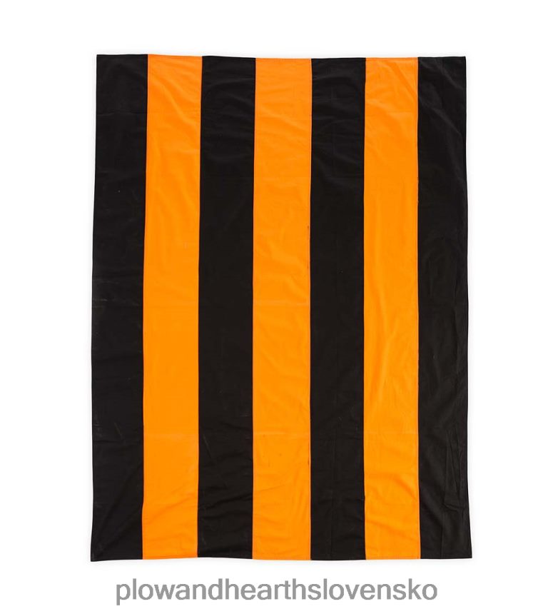 Plow & Hearth halloween oranžovo-čierny bavlnený pruhovaný obrus 6P208P2409 domáce potreby