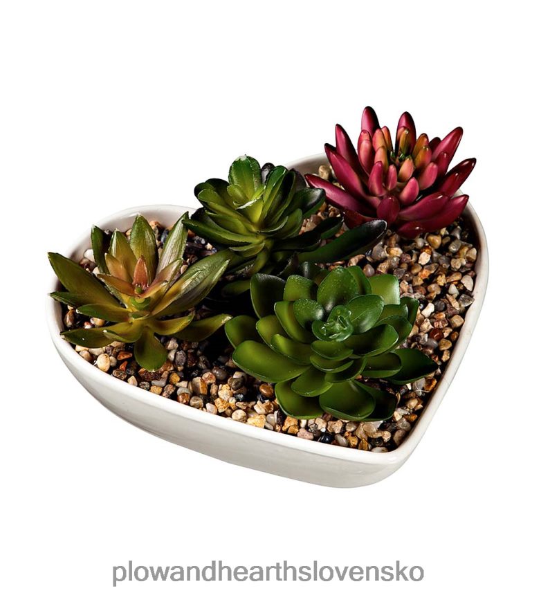Plow & Hearth keramická sukulentná stolová dekorácia v tvare srdca 6P208P2417 domáce potreby