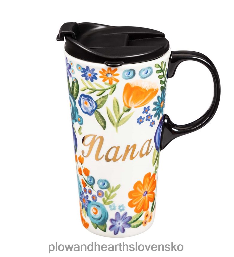 Plow & Hearth kvetinová 17 oz. keramický cestovný pohár v darčekovej krabičke - mama 6P208P2336 domáce potreby