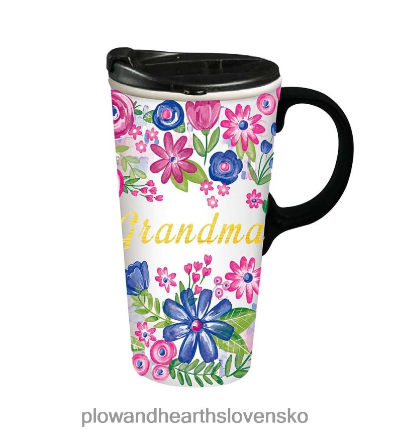Plow & Hearth kvetinová 17 oz. keramický cestovný pohár v darčekovej krabičke - mama 6P208P2336 domáce potreby