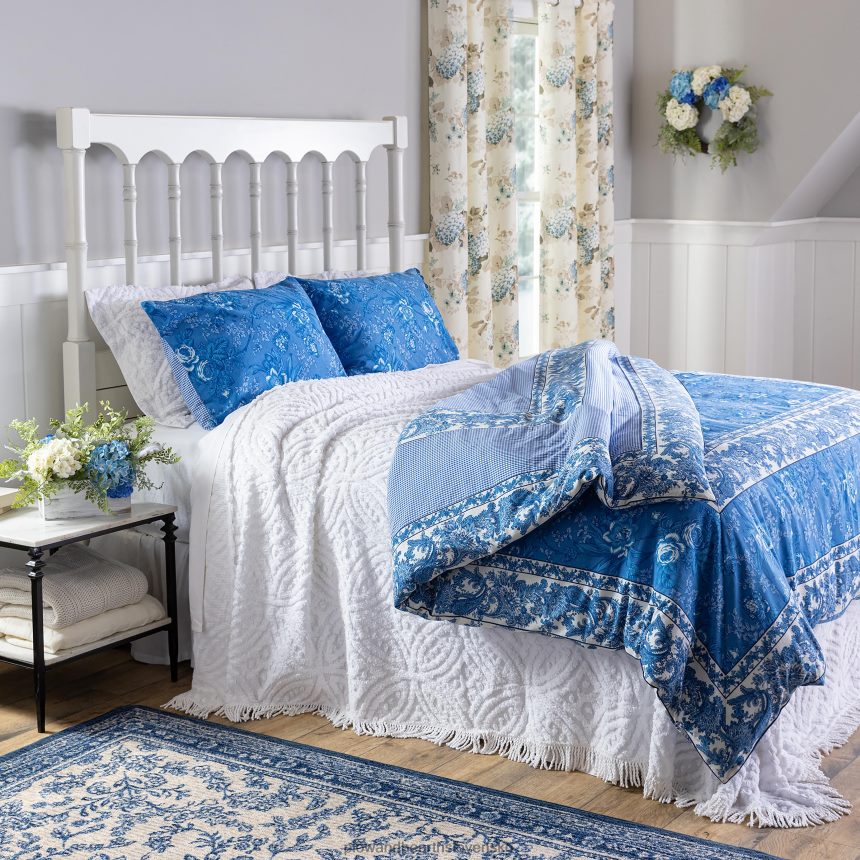 Plow & Hearth modro-biely umelý veniec z hortenzie so zeleňou 6P208P2441 domáce potreby