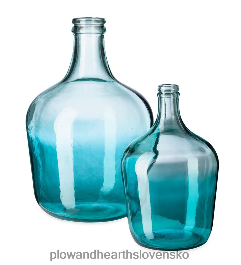 Plow & Hearth oceánovo modré recyklované sklenené vázy 6P208P2430 domáce potreby
