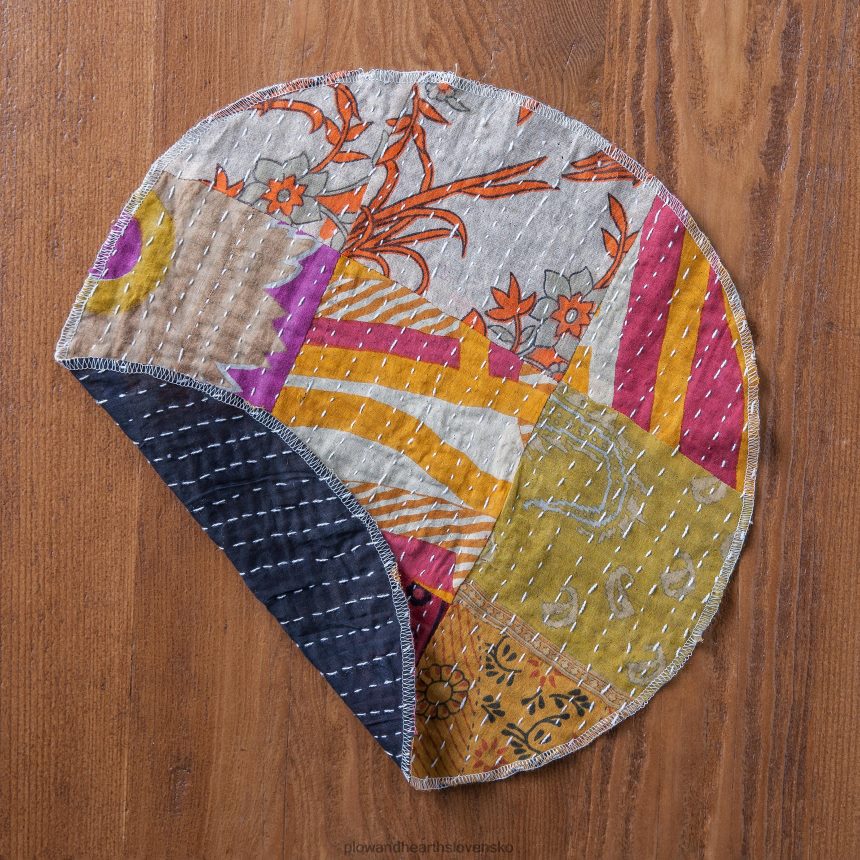 Plow & Hearth okrúhle upcyklované prestieranie kantha, 6 ks 6P208P2485 domáce potreby