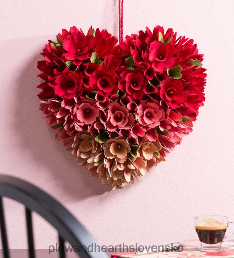 Plow & Hearth ombre kvetinová dekorácia na zavesenie srdca 6P208P2470 domáce potreby