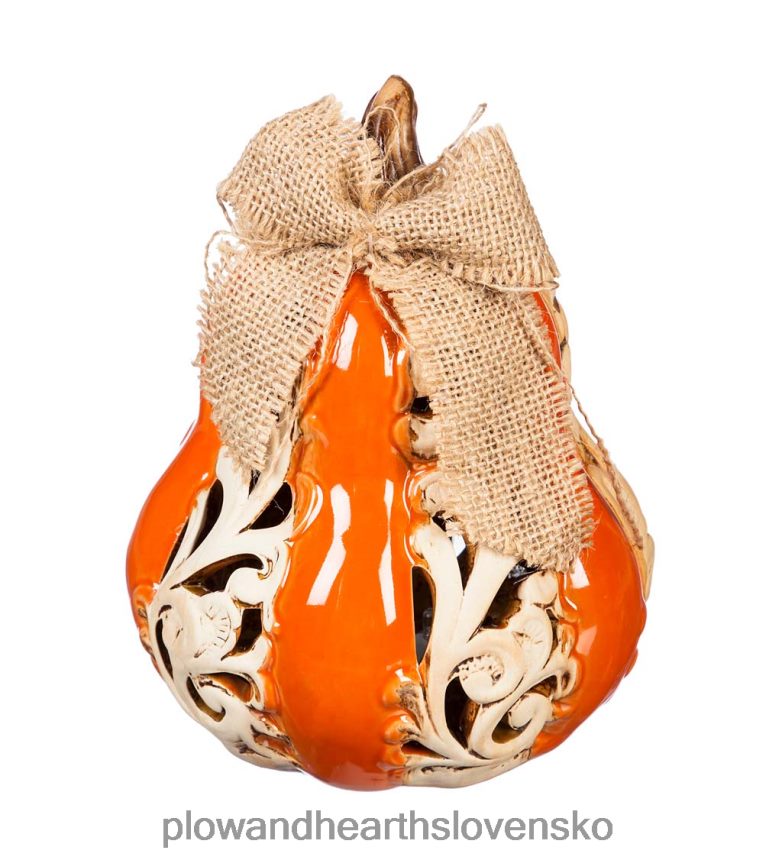 Plow & Hearth osvetlené špirálové keramické tekvice, sada 2 kusov 6P208P2358 domáce potreby