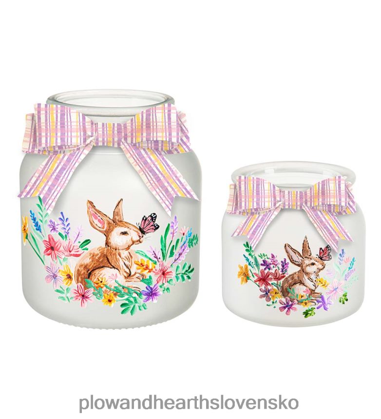Plow & Hearth osvetlená sklenená dóza s jarným zajačikom, sada 2 kusov 6P208P2395 domáce potreby