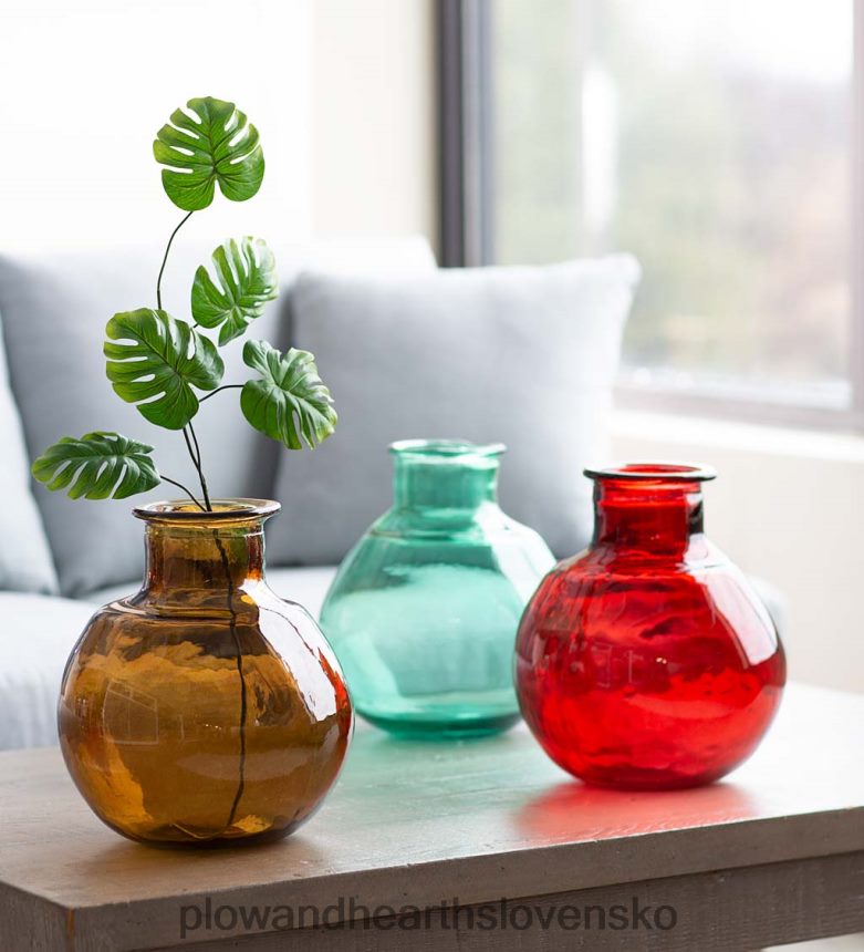 Plow & Hearth oválna recyklovaná sklenená balónová váza - ružová 6P208P2465 domáce potreby