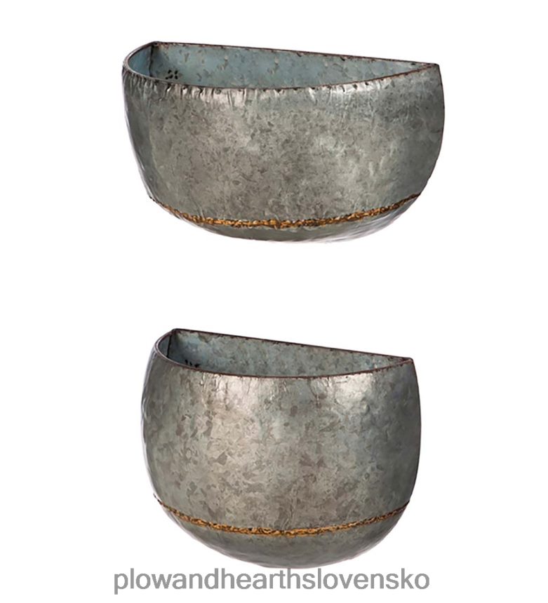 Plow & Hearth pozinkované kovové nástenné kvetináče, sada 2 ks 6P208P2453 domáce potreby