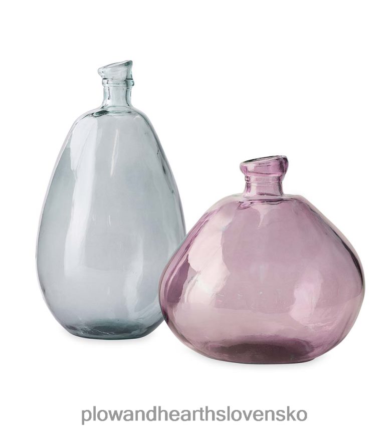 Plow & Hearth ružové a šedé recyklované sklenené balónové vázy, sada 2 ks - ružová/šedá 6P208P2481 domáce potreby
