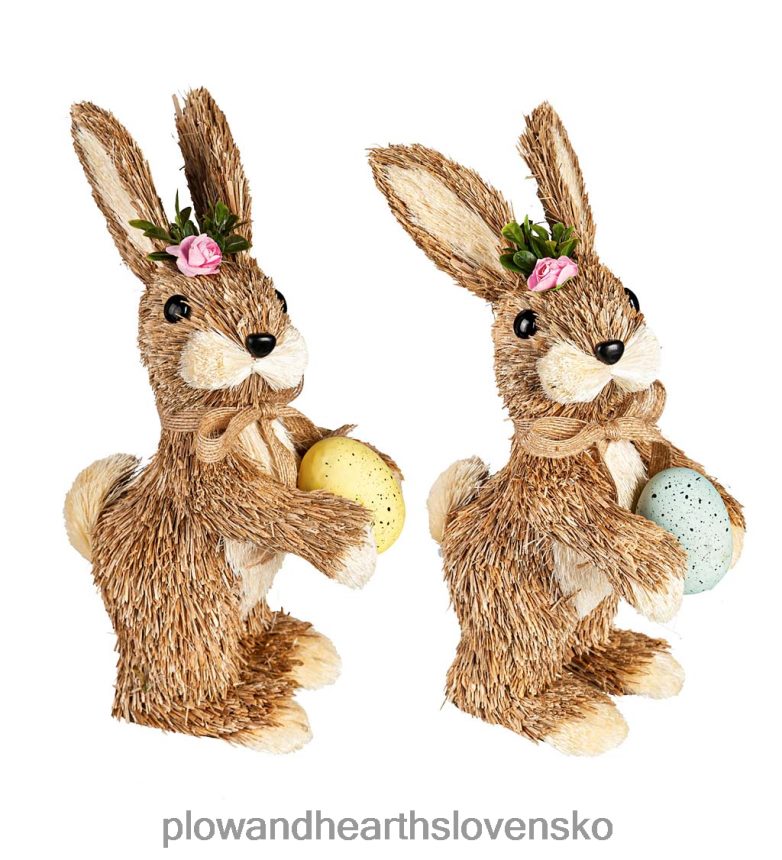 Plow & Hearth slamené veľkonočné zajačiky, sada 2ks 6P208P2390 domáce potreby