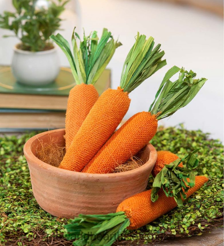 Plow & Hearth umelá mrkvová dekorácia na stôl v darčekovej krabičke, sada 5 ks 6P208P2457 domáce potreby