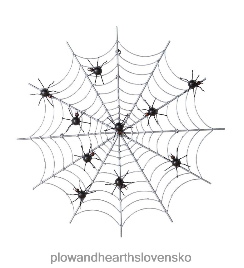 Plow & Hearth halloween pavučina kovový veniec nástenné umenie 6P208P2362 domáce potreby