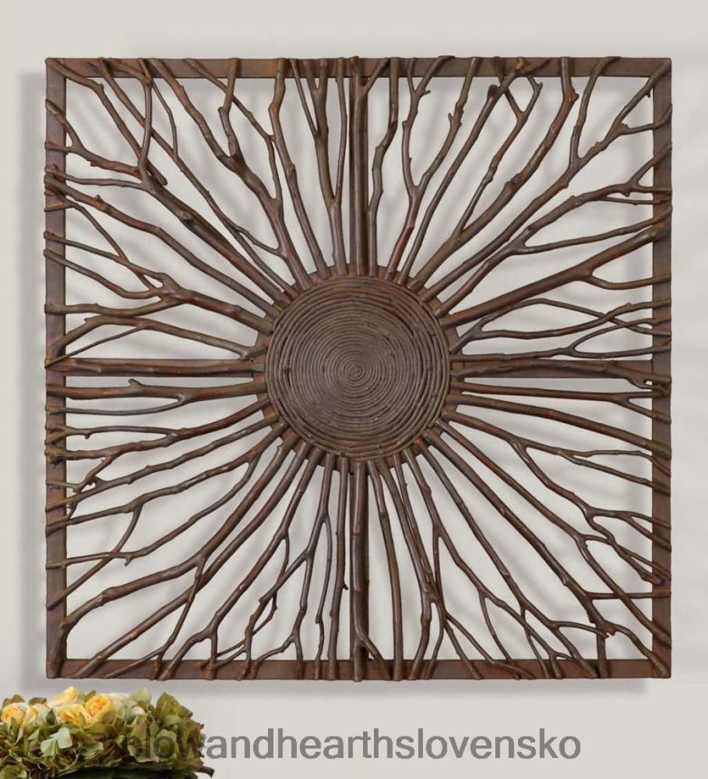 Plow & Hearth josiah štvorcový drevený konár prasknutý stenový panel 6P208P2526 domáce potreby