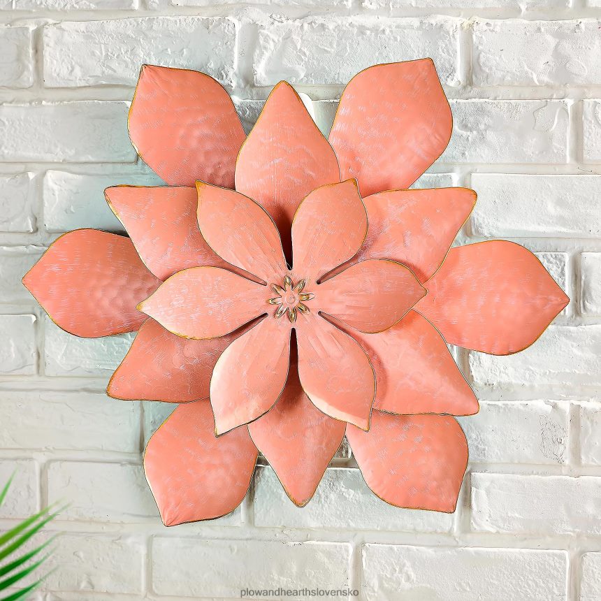 Plow & Hearth nadrozmerné vnútorné / vonkajšie kovové kvetinové nástenné umenie - ružové 6P208P292 domáce potreby