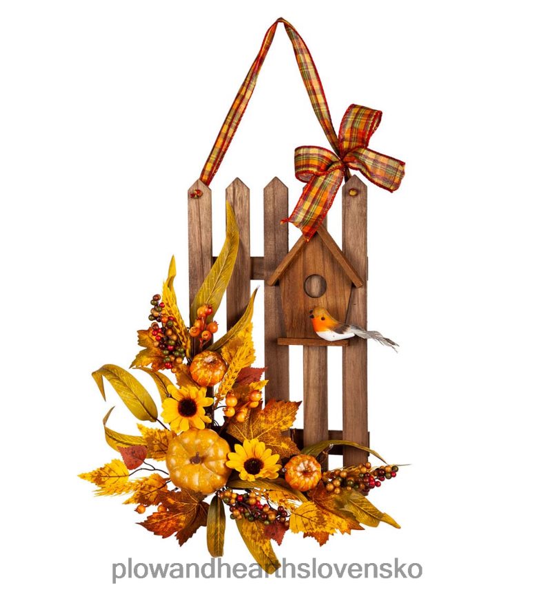 Plow & Hearth osvetlený plot a vtáčia búdka nástenné umenie 6P208P2337 domáce potreby