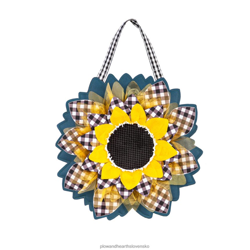 Plow & Hearth slnečnica s károvým dekorom dverí 6P208P2501 domáce potreby