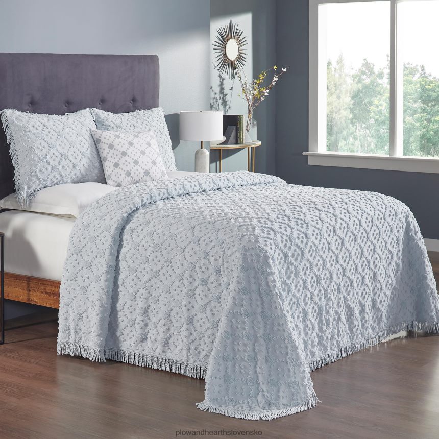 Plow & Hearth bavlnený žinilkový prehoz josie so súpravou - modrá - king 6P208P2656 domáce potreby