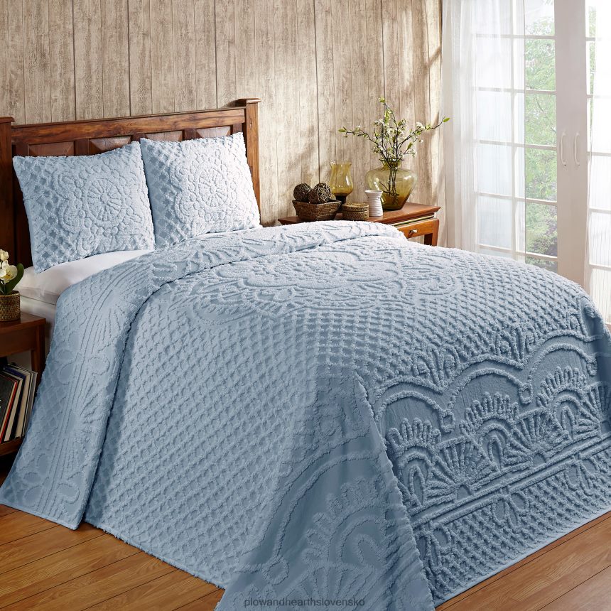Plow & Hearth jeanine všívaný bavlnený ženilkový prehoz so súpravou - modrý - plný 6P208P2651 domáce potreby