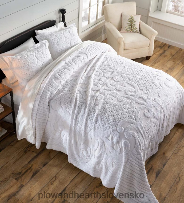 Plow & Hearth juliet všívaná bavlnená ženilka štandardná prelis - biela 6P208P3125 domáce potreby