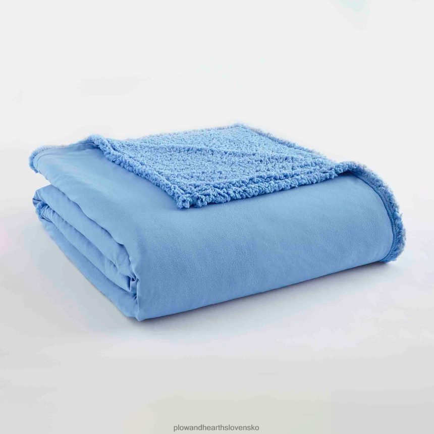 Plow & Hearth obojstranná pevná mikro flanelová deka šerpa - modrá - twin 6P208P2690 domáce potreby