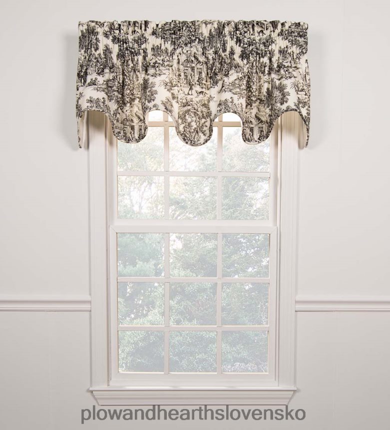 Plow & Hearth victoria park toile vrúbkovaný volánik, 70"š x 15"l - čierny 6P208P2621 domáce potreby