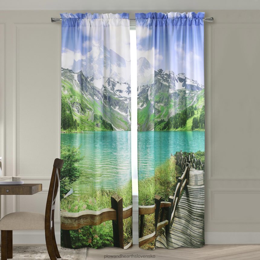 Plow & Hearth prírodou inšpirované fotorealistické tyčové vreckové závesové panely – scéna medveďa – 52