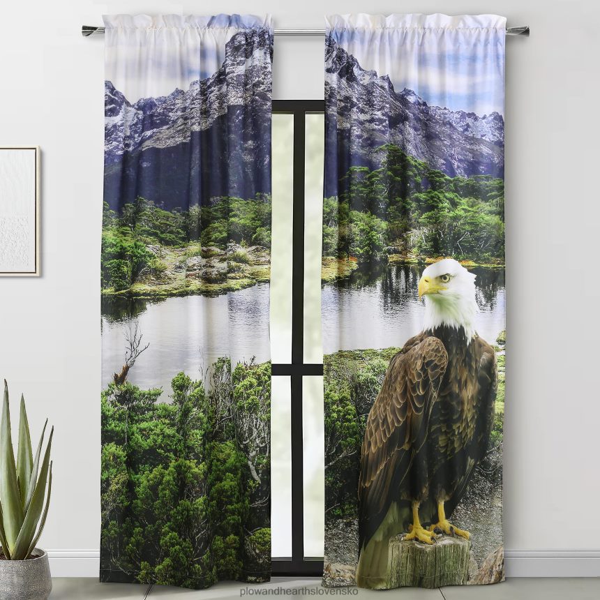 Plow & Hearth prírodou inšpirované fotorealistické tyčové vreckové závesové panely – scéna medveďa – 52