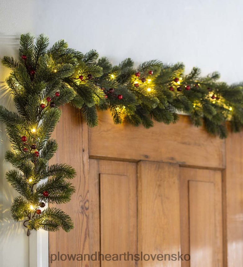 Plow & Hearth zimná zelená osvetlená dovolenková girlanda 6P208P1705 domáce potreby