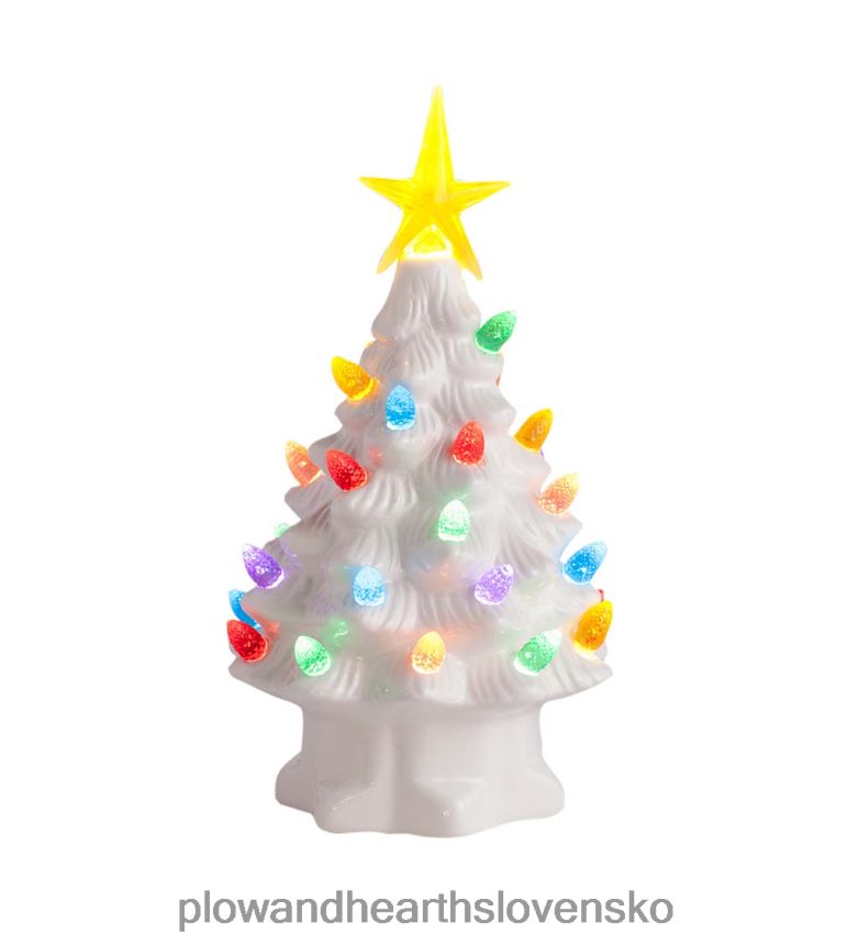 Plow & Hearth vnútorný/vonkajší svietiaci keramický vianočný stromček na batérie 6P208P1688 domáce potreby