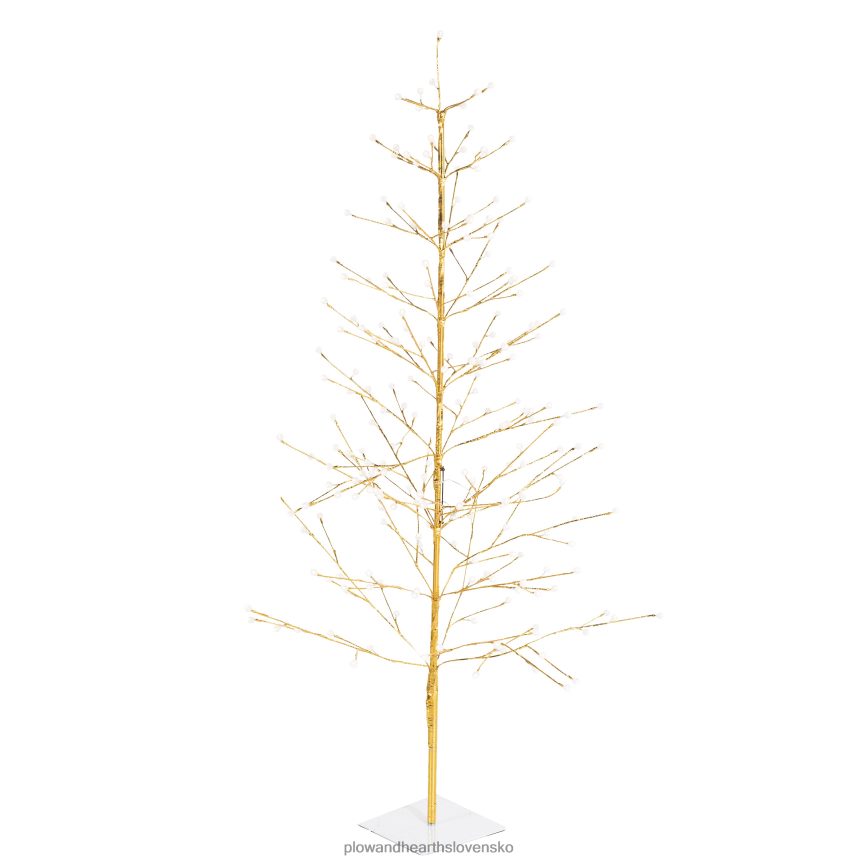 Plow & Hearth vnútorný/vonkajší zlatý kovový stromček s dvojfunkčnými svetlami 6P208P1673 domáce potreby