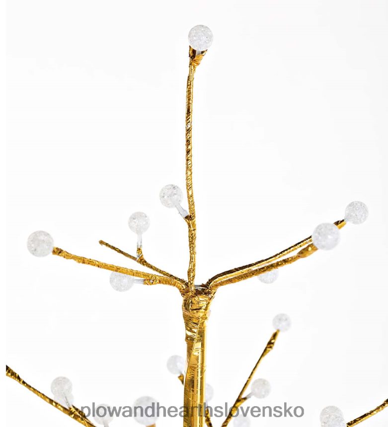 Plow & Hearth vnútorný/vonkajší zlatý kovový stromček s dvojfunkčnými svetlami 6P208P1673 domáce potreby