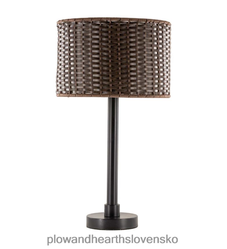 Plow & Hearth Vonkajšia stolná lampa odolná voči poveternostným vplyvom s prúteným tienidlom - hnedá 6P208P1658 domáce potreby