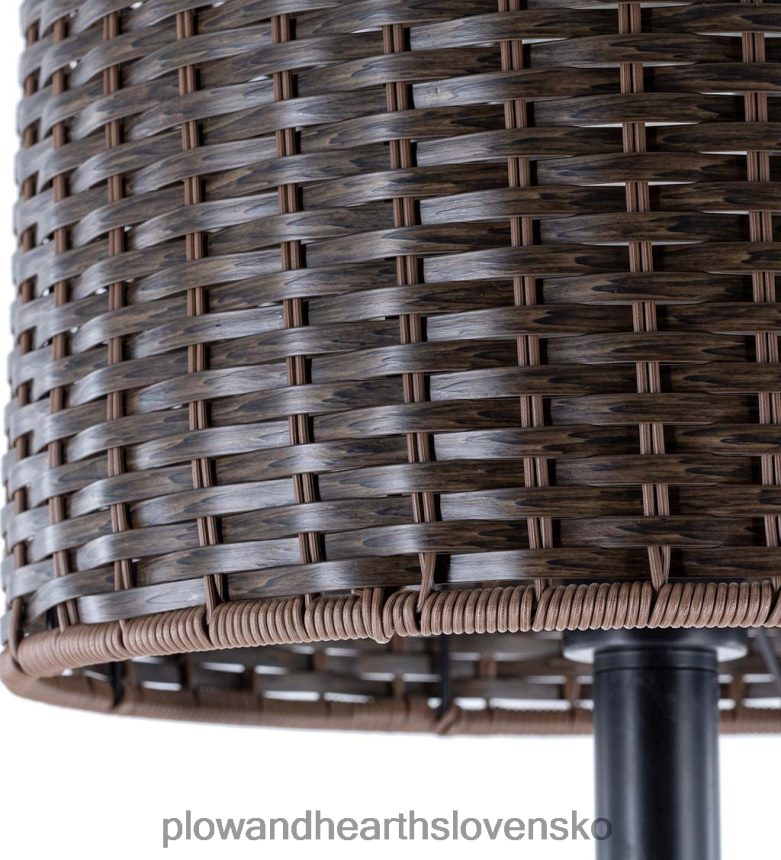 Plow & Hearth Vonkajšia stolná lampa odolná voči poveternostným vplyvom s prúteným tienidlom - hnedá 6P208P1658 domáce potreby