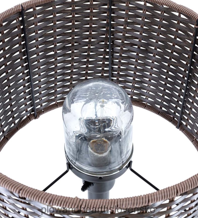 Plow & Hearth Vonkajšia stolná lampa odolná voči poveternostným vplyvom s prúteným tienidlom - hnedá 6P208P1658 domáce potreby