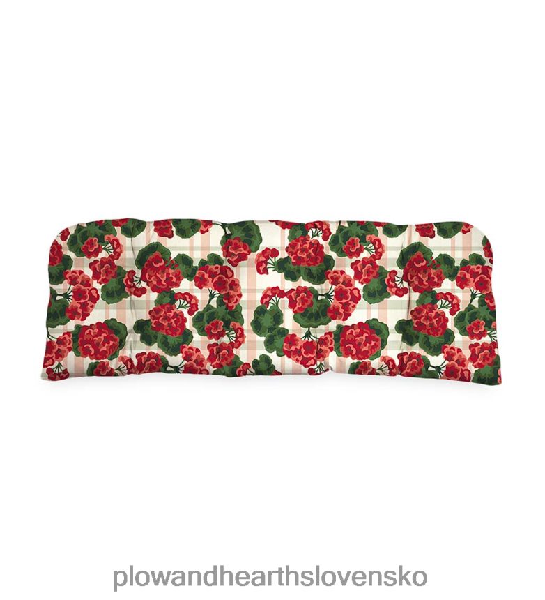 Plow & Hearth klasický zaoblený vankúš na hojdačku/lavičku, 41 3/4" x 18 3/4" x 3" - vidiecka pelargónia 6P208P1505 domáce potreby