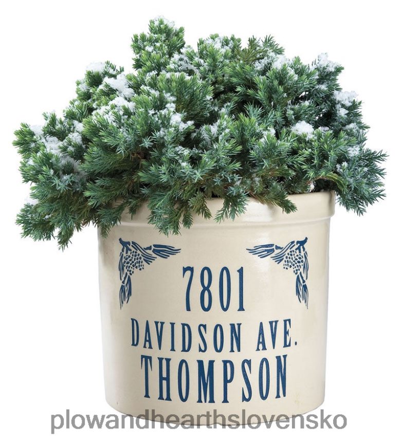 Plow & Hearth personalizovaný hrniec s menom a adresou - modrá šiška 6P208P1509 domáce potreby