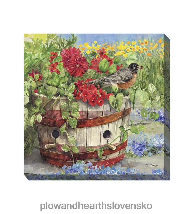 Plow & Hearth robin's nest vnútorná/vonkajšia plátna nástenná maľba 6P208P1550 domáce potreby