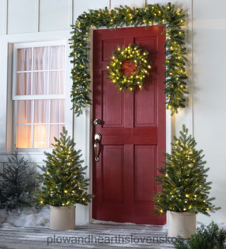 Plow & Hearth súprava na zdobenie sviatočnej verandy v krabičke s osvetlením jedle grandis 6P208P1491 domáce potreby