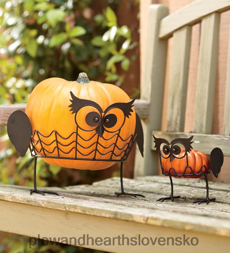 Plow & Hearth sada 2 držiakov na tekvicu sovičky 6P208P1497 domáce potreby