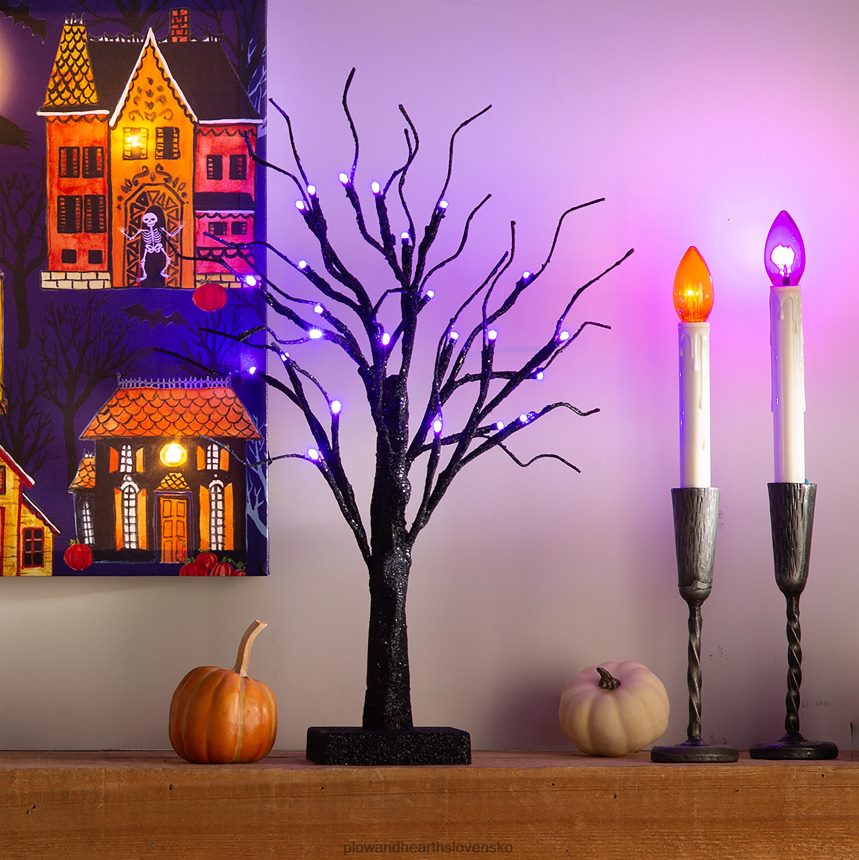 Plow & Hearth stolný halloween strom s fialovými LED svetlami 6P208P1561 domáce potreby