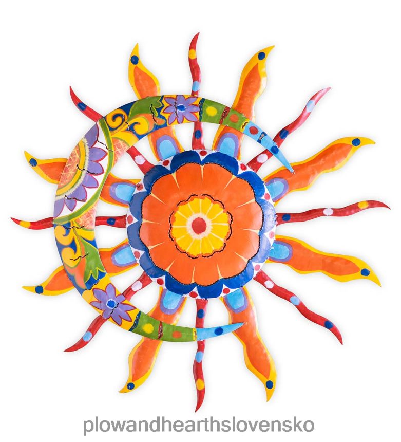 Plow & Hearth talavera slnko a mesiac maľované kovové nástenné umenie 6P208P1500 domáce potreby