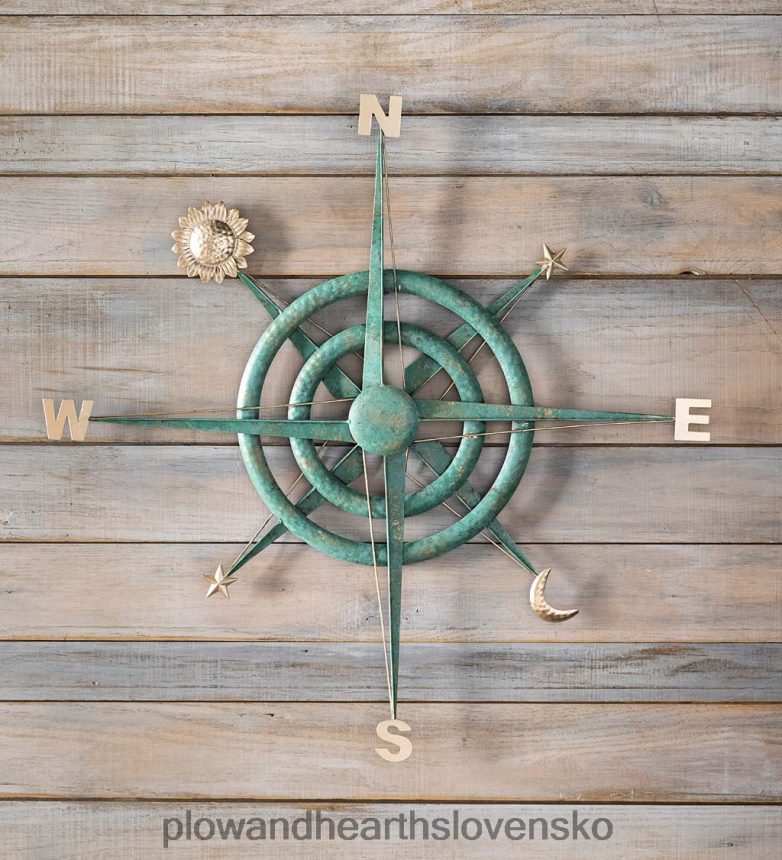 Plow & Hearth vnútorná/vonkajšia medenka kovový kompas nástenný art 6P208P1536 domáce potreby