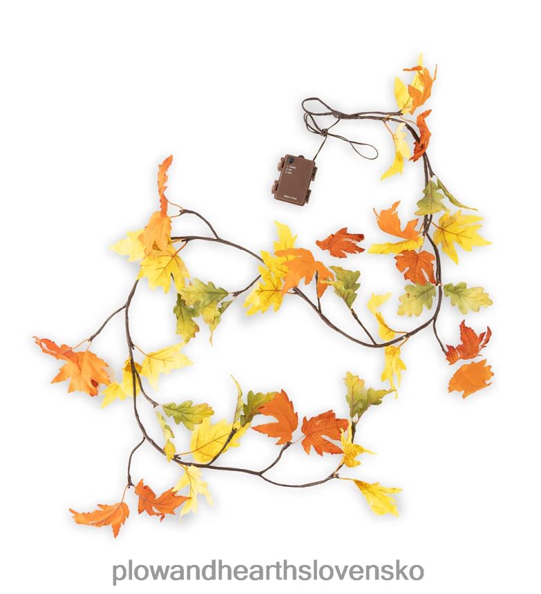 Plow & Hearth vnútorná/vonkajšia osvetlená girlanda z dubových listov 6P208P1581 domáce potreby