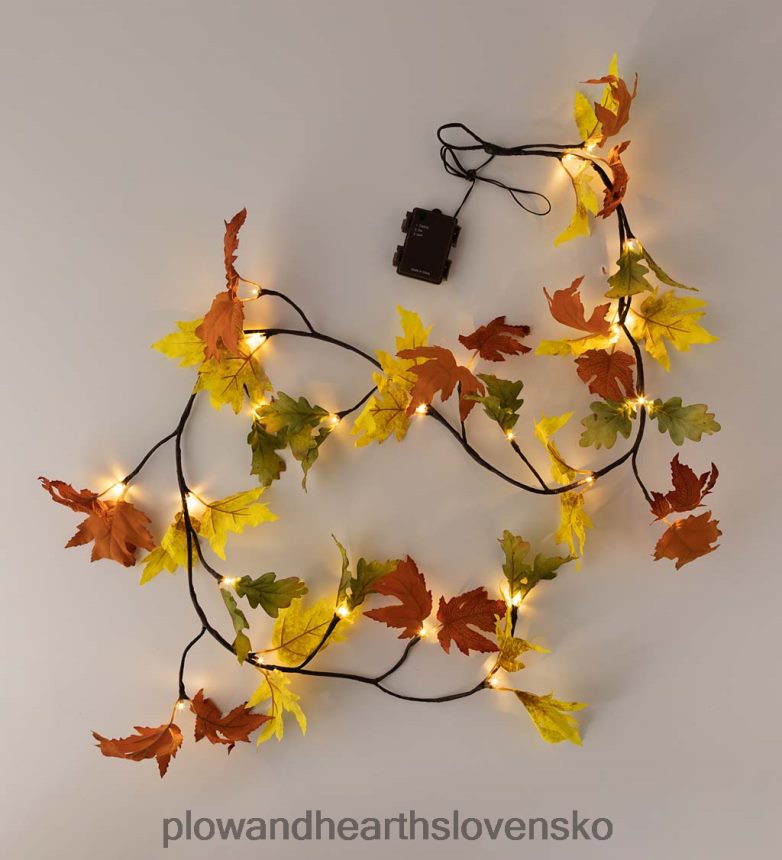 Plow & Hearth vnútorná/vonkajšia osvetlená girlanda z dubových listov 6P208P1581 domáce potreby