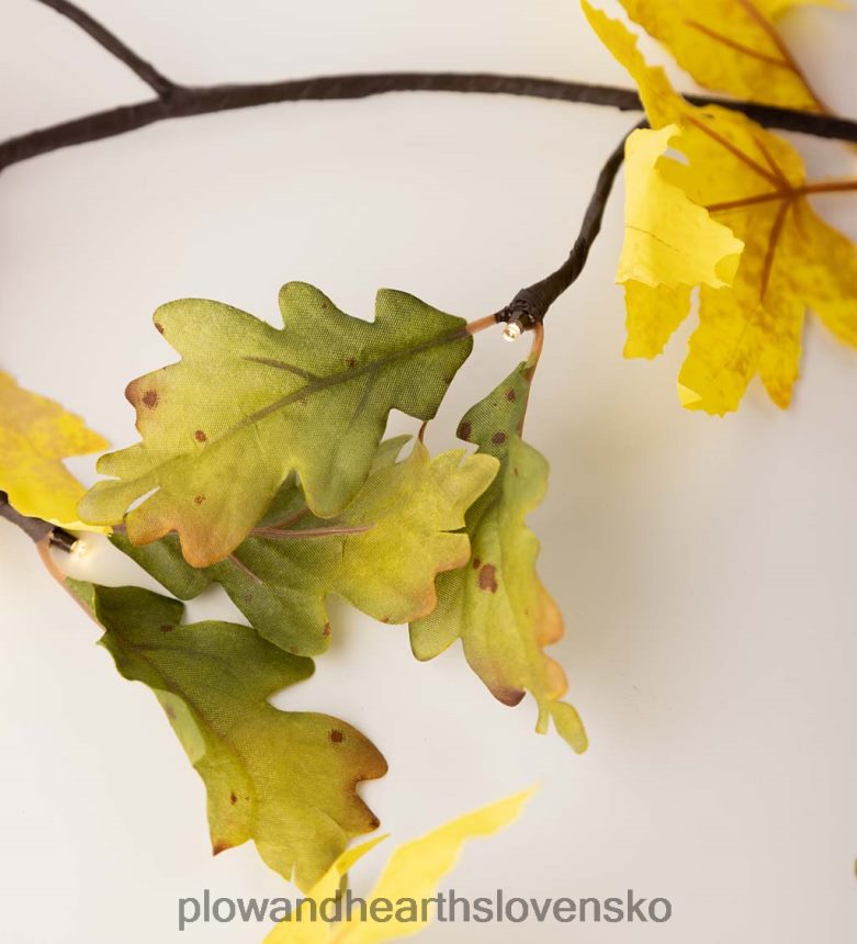 Plow & Hearth vnútorná/vonkajšia osvetlená girlanda z dubových listov 6P208P1581 domáce potreby