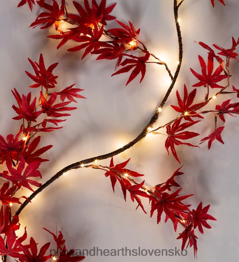Plow & Hearth vnútorná/vonkajšia osvetlená girlanda z japonských javorových listov so 70 svetlami 6P208P1546 domáce potreby