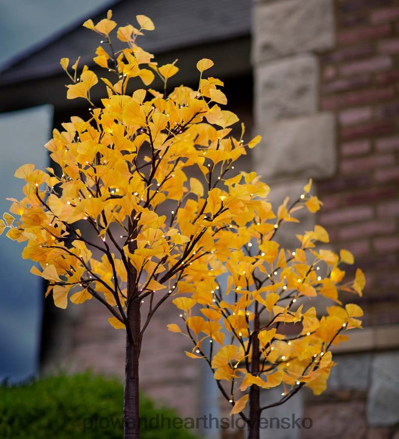 Plow & Hearth vnútorné/vonkajšie elektrické osvetlené žlté stromy ginka 6P208P1580 domáce potreby