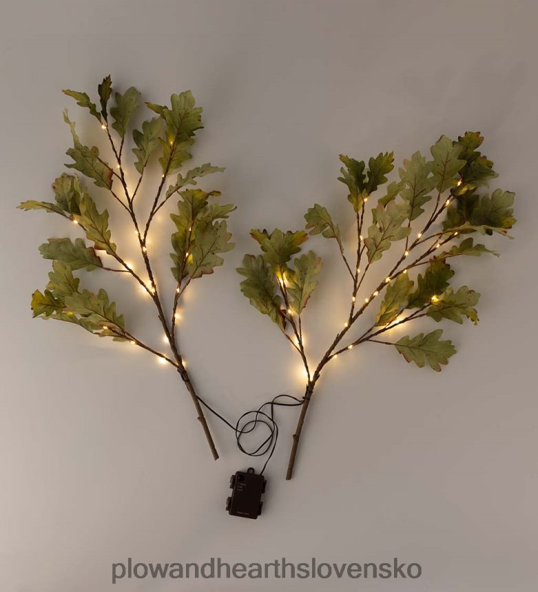 Plow & Hearth vnútorné/vonkajšie osvetlené konáre z machového dubu, sada 2 ks 6P208P1582 domáce potreby