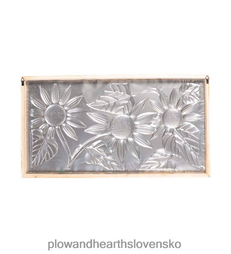 Plow & Hearth slnečnicový reliéfny kovový nástenný dekor s dreveným rámom 6P208P2344 domáce potreby